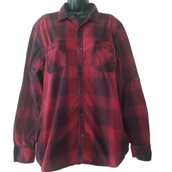 INC International Concept Women's Plaid Button Down Long Sleeve Shirt XL - Picture 4 of 9